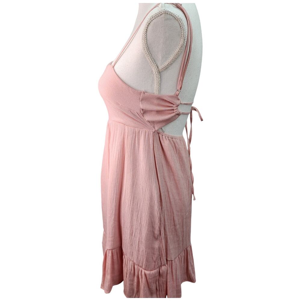 Love Tree Dress Women SMALL Pink Ruffled Crinkle Gauze Lined Beach Coastal Summe - Picture 6 of 13